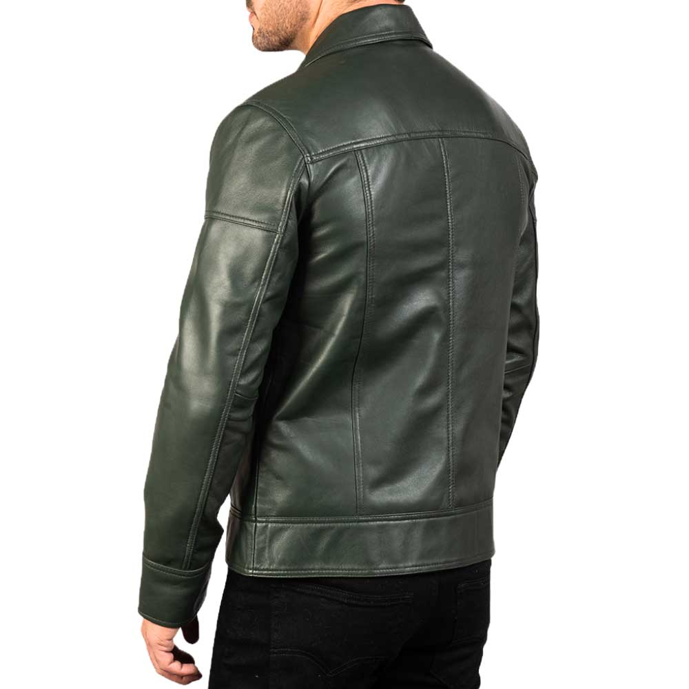 Greenish Vintage Cowhide Leather Jacket