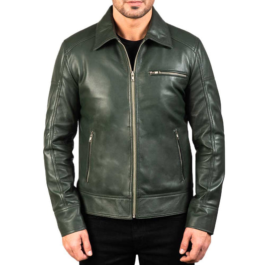 Greenish Vintage Cowhide Leather Jacket